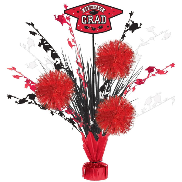 Grad Tinsel Burst Centerpiece - Red