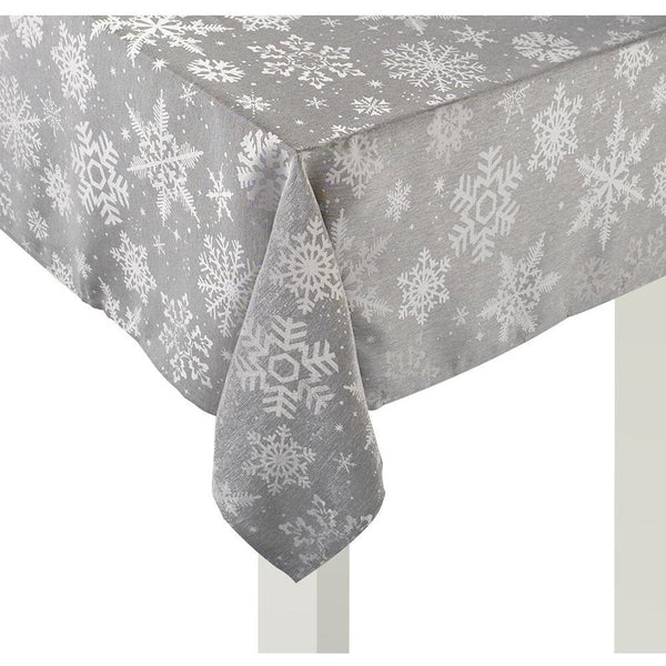 Grey Snowflake Fabric Table Cover