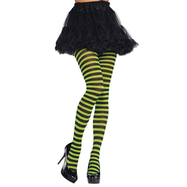 Green/Black Striped Tights - Adult Standard