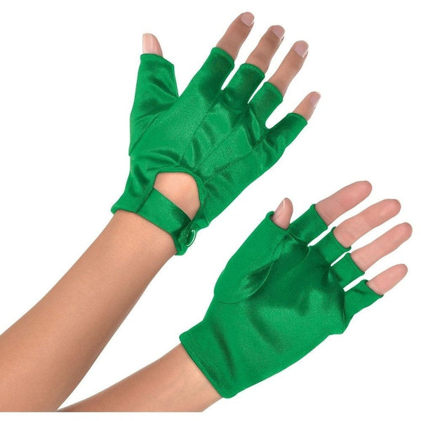 Green Short Fingerless Gloves - Adult