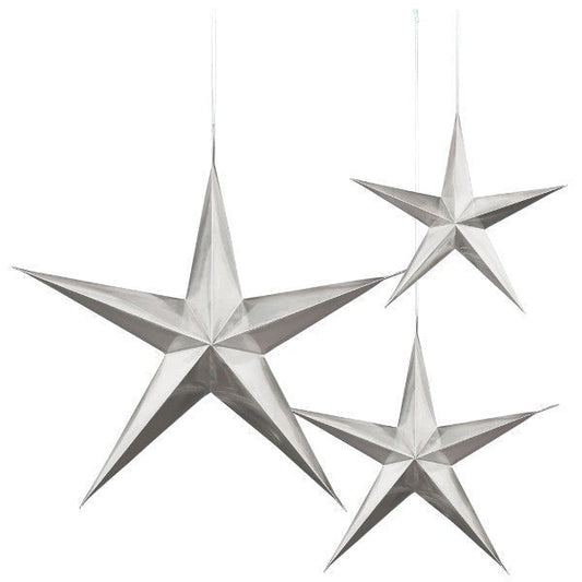 Hanging 3D Stars - Silver