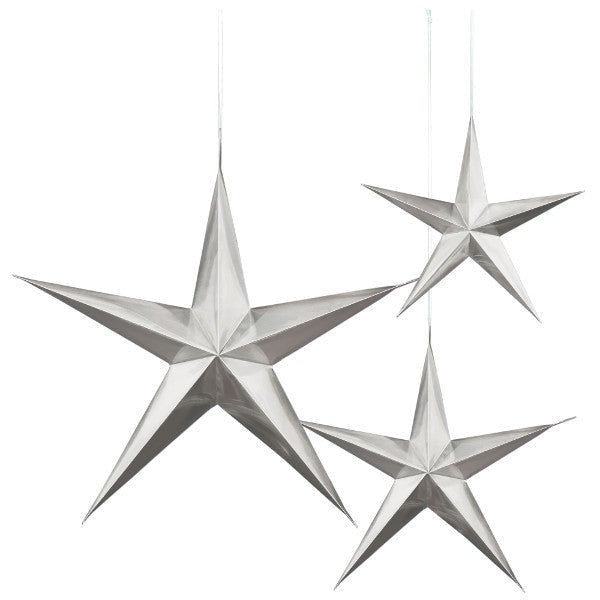 Hanging 3D Stars - Silver