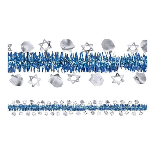 Hanukkah Tinsel & Foil Garland - Blue