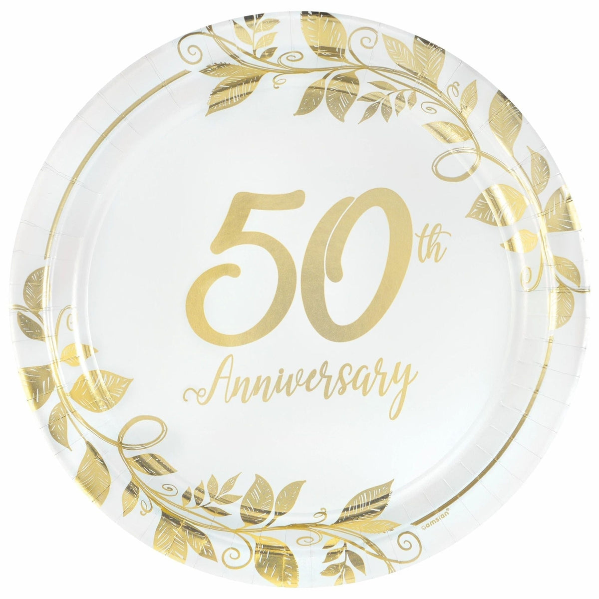 Happy 50Th Anniversary 10 1/2" Round Metallic Plates