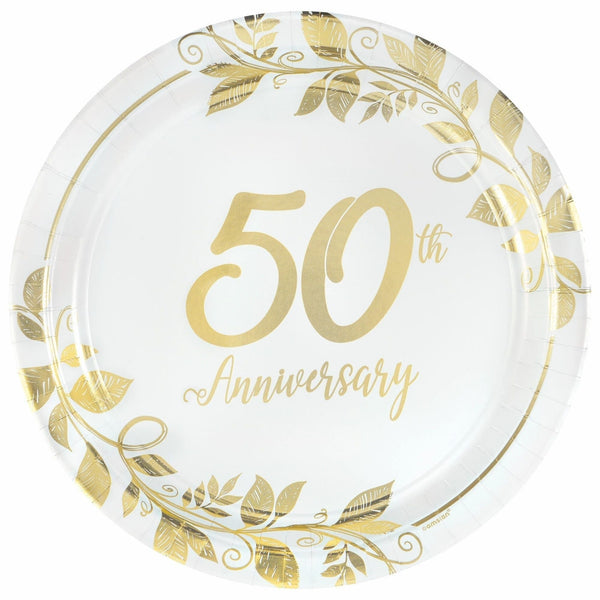 Happy 50Th Anniversary 10 1/2" Round Metallic Plates