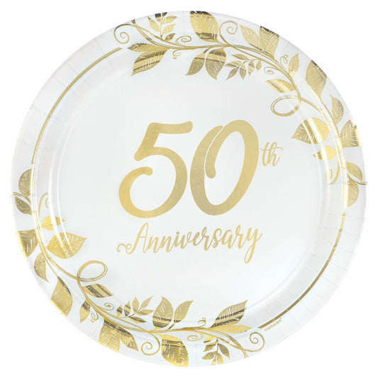 Happy 50Th Anniversary 7" Round Metallic Plates