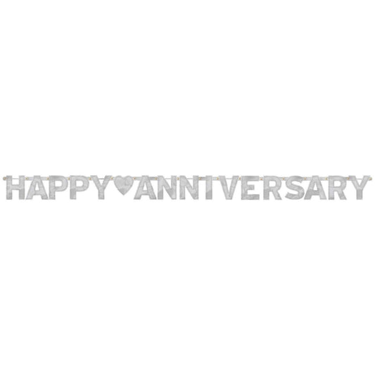 Happy Anniversary Silver - Large Foil Letter Banner