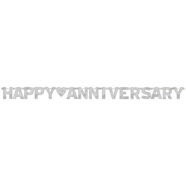 Happy Anniversary Silver - Large Foil Letter Banner