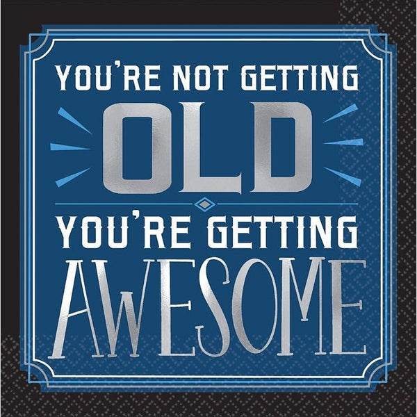 Happy Birthday Man Hot-Stamped Beverage Napkins - Not Getting Old