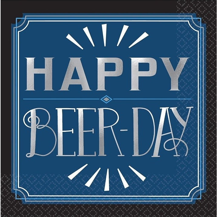 Happy Birthday Man Hot-Stamped Beverage Napkins - Happy Beer Day