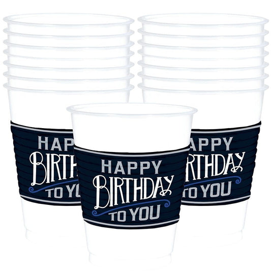 Happy Birthday Man Plastic Cups, 16 Oz.