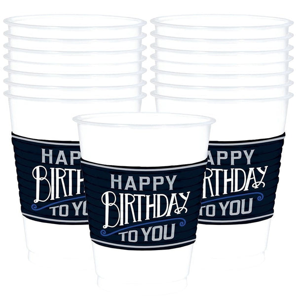 Happy Birthday Man Plastic Cups, 16 Oz.