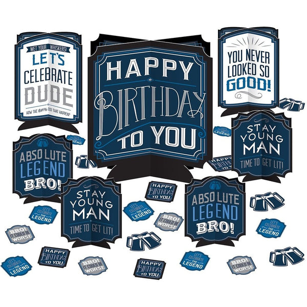 Happy Birthday Man Table Centerpiece Decorating Kit