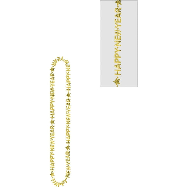 Happy New Year Bead Necklace - Gold
