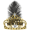 Happy New Year Tiara Black, Silver, Gold