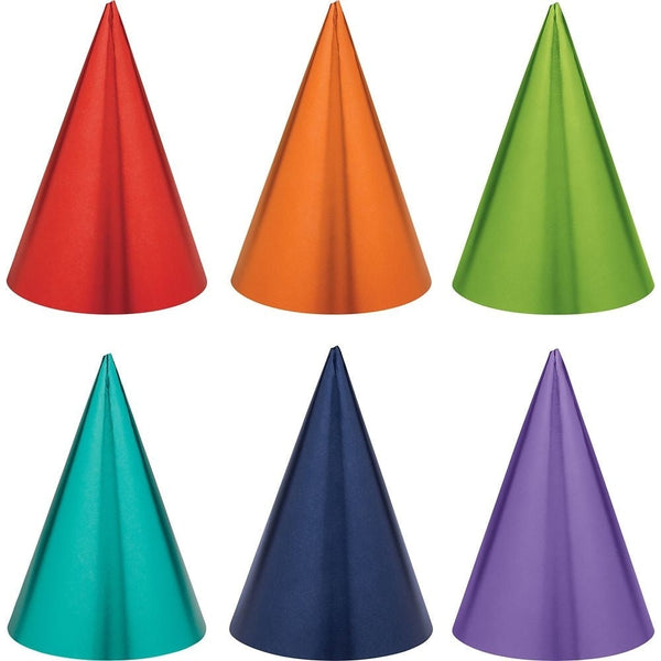 Birthday Accessories Rainbow Foil Cone Hats
