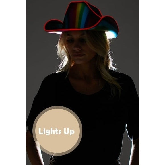 Cowboy Hat - Neon Light Up Rainbow