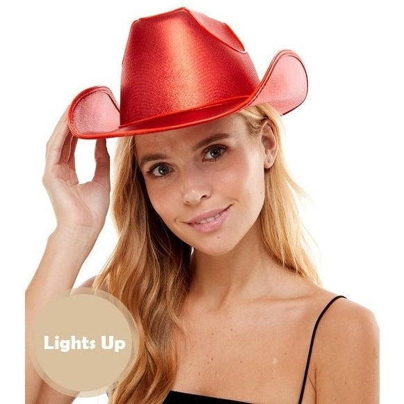 Cowboy Hat - Neon Light Up Red