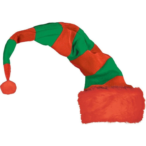 Long Striped Felt & Plush Bend To Shape Elf Hat
