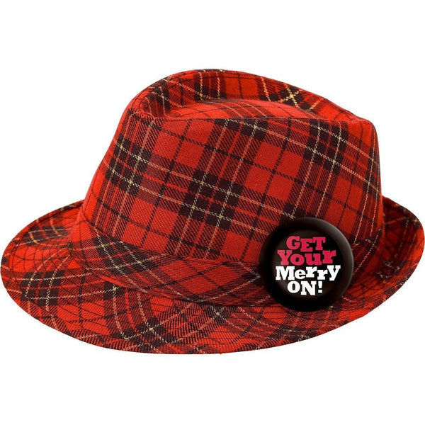 Holiday Plaid Fabric Fedora Hat