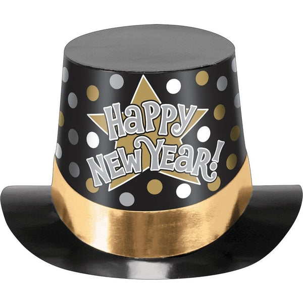 Printed Paper Top Hat - Black, Silver & Gold