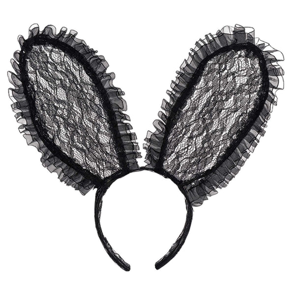 Black Lace Bunny Ears Headband