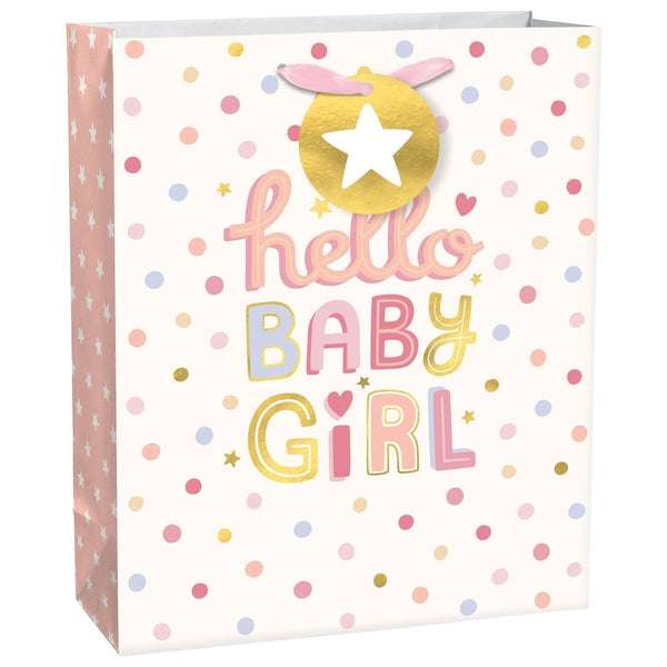 Hello Baby Girl Dots Large Bag W/ Hang Tag