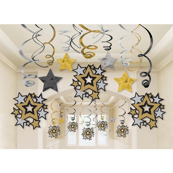 Hollywood Mega Value Pack Foil Swirl Hanging Decorations