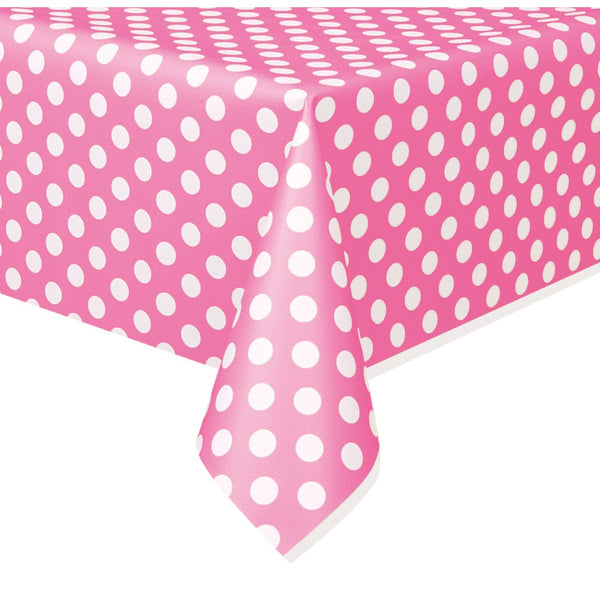 Hot Pink Dots ReCountangular Plastic Table Cover, 54" X 108"