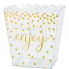 Hot-Stamped Scalloped Plastic Container, Medium - Gold