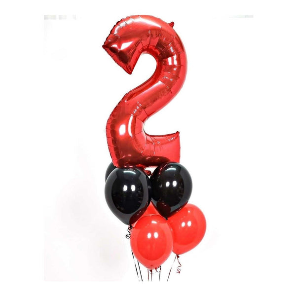 Jumbo Number Helium Balloon Bouquet With 1 Number And 6 Latex Balloons