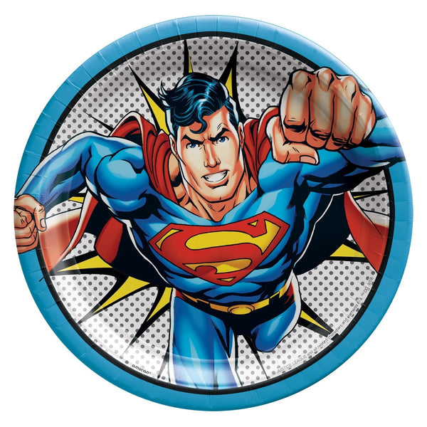Justice League Heroes Unite Tm 9" Round Plates - Superman