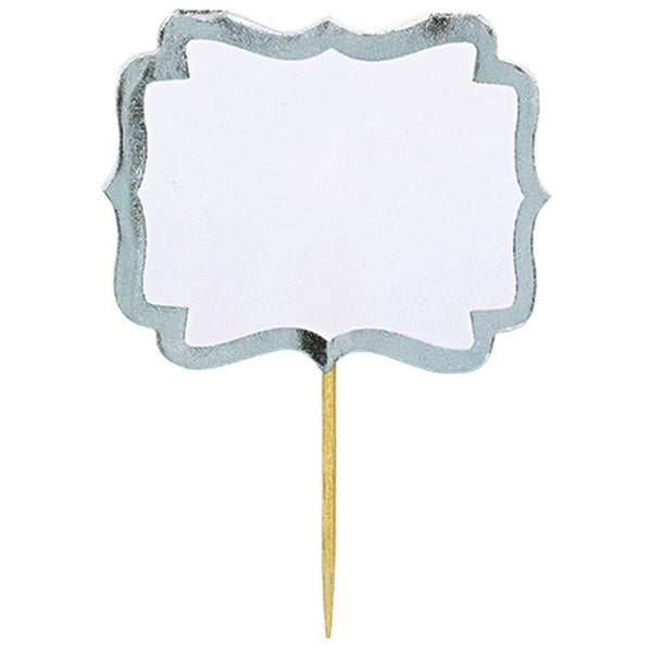 Label Picks - White W/Silver Border