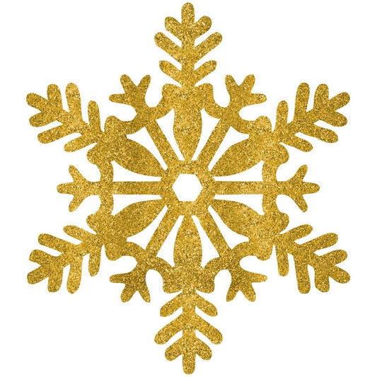 Large Glitter Plastic Snowflake Decoration - Gold