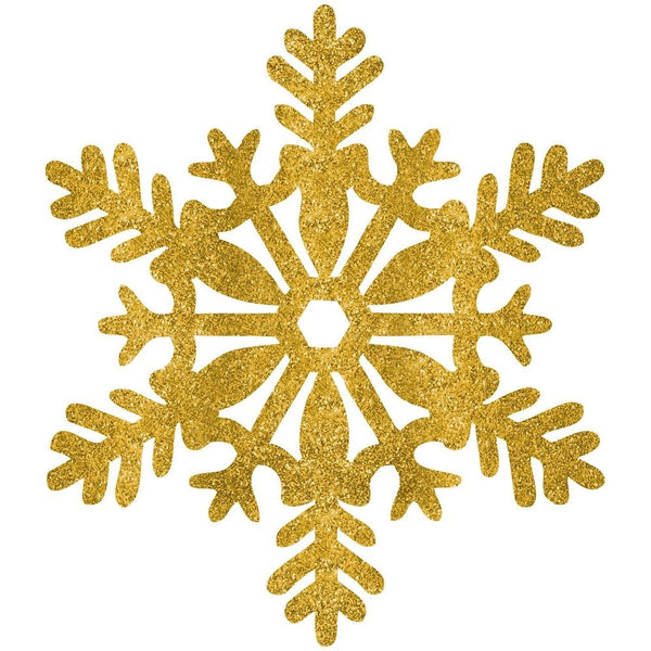 Large Glitter Plastic Snowflake Decoration - Gold