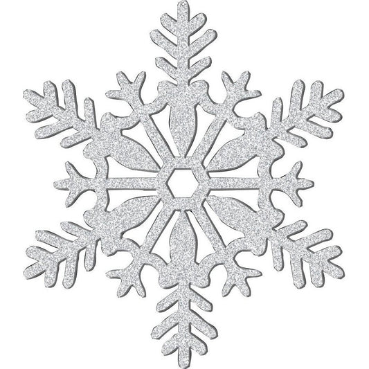 Large Glitter Plastic Snowflake Decoration - Silver