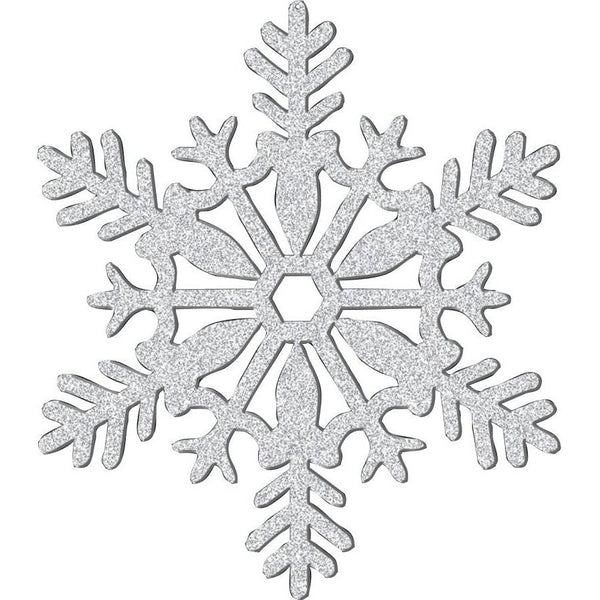Large Glitter Plastic Snowflake Decoration - Silver