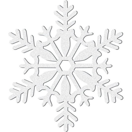 Large Glitter Plastic Snowflake Decoration - White