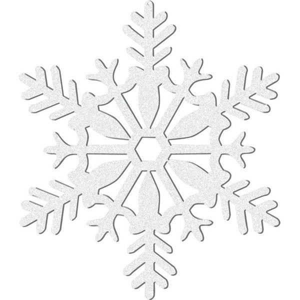 Large Glitter Plastic Snowflake Decoration - White