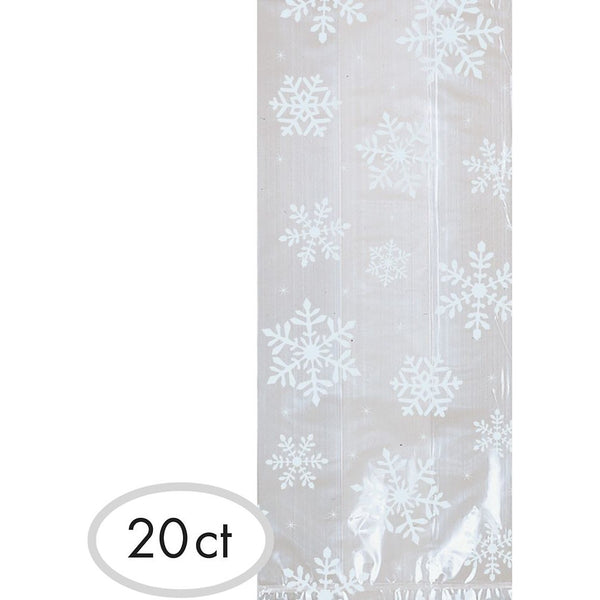 Large White Snowflake Cellophane Party Bags