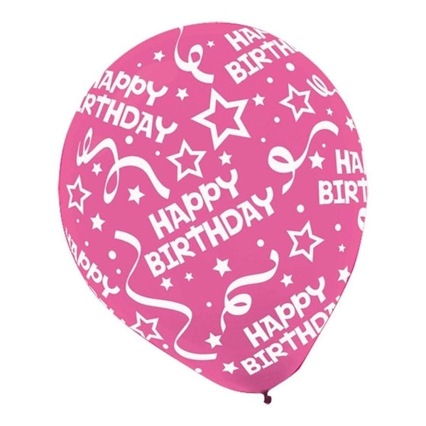 Bright Birthday Confetti All Over Print Latex Balloons, 20 Count