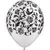 Latex Balloons High Count Bag - Damask Black On White