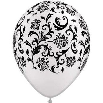 Latex Balloons High Count Bag - Damask Black On White