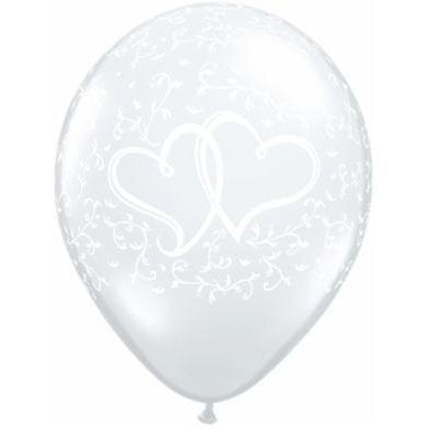 Latex Balloons High Count Bag - Hearts Entwined Clear