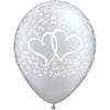 Latex Balloons High Count Bag - Hearts Entwined Silver