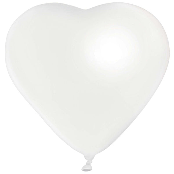Heart Shaped Latex Balloons - Pearl White