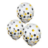 Latex Balloons W/ Confetti - Black/Silver/Gold, 12"