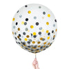 Latex Balloons W/ Confetti - Black/Silver/Gold, 24"