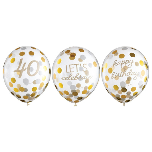 Golden Age Birthday 40Th Latex Confetti Balloon