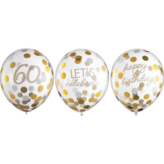 Golden Age Birthday 60Th Latex Confetti Balloon